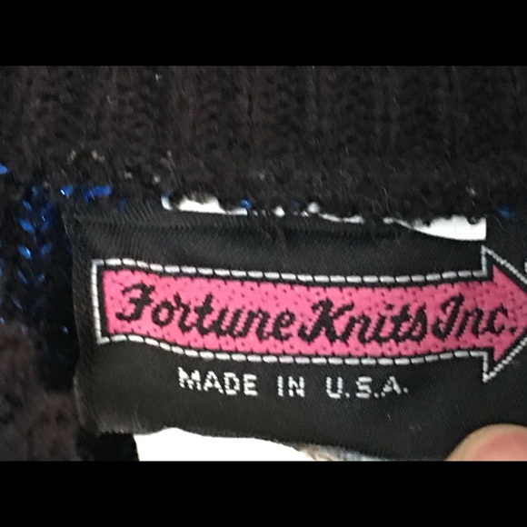 Vintage Fortune Knits Inc Womens Knit Sweater Size Medium Black Blue Pattern - Picture 5 of 7